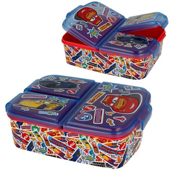 Lunchlåda - STOR - Disney Cars - 3 fack - 18x13x5,5 cm - Barn