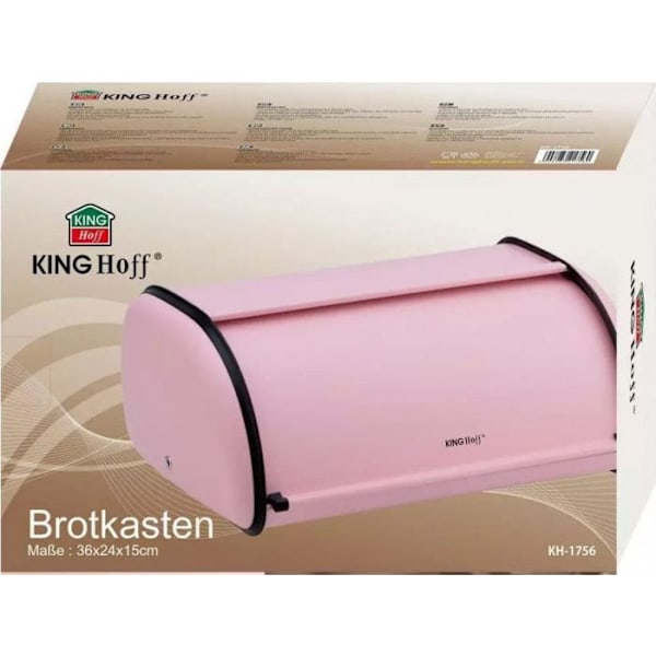 Kinghoff - KH 1756 - Brödbox Brödbox i metall 1756 brödbehållare i rosa stål