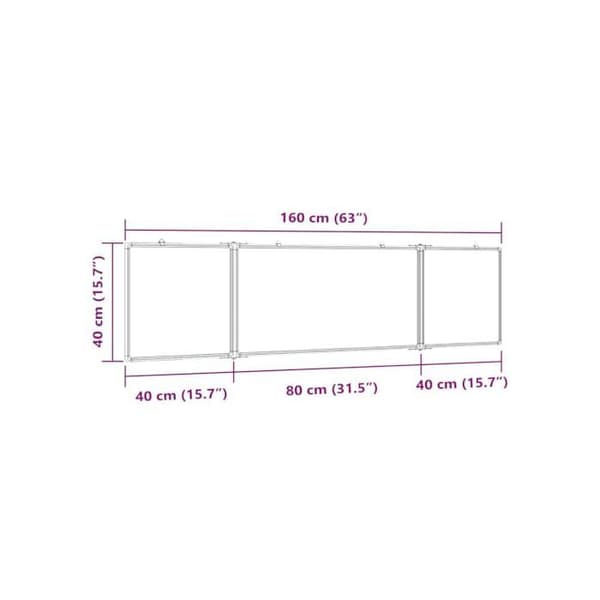 Fällbart magnetiskt whiteboard – vidaXL – 160x40x1,7 cm – Torrtavla – Fällbar – Väggmontering