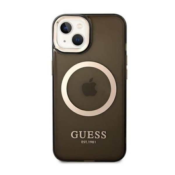 Guess Gold Outline Translucent MagSafe - Fodral för iPhone 14 Plus (svart) - 3666339069599