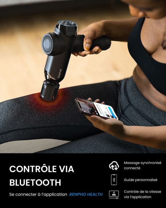 RENPHO - Power+ Thermacool massagepistol - Bluetooth - Svart Svart