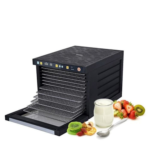 Biochef Savana Food Dehydrator 6 brickor - brickor i rostfritt stål, BPA-fria - timer, förinställt torkläge Svart