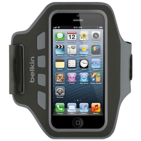 Neoprenarmband - BELKIN - Iphone 5 - Svart / Grå - Bekväm och hållbar - Idealisk för sport Svart grå