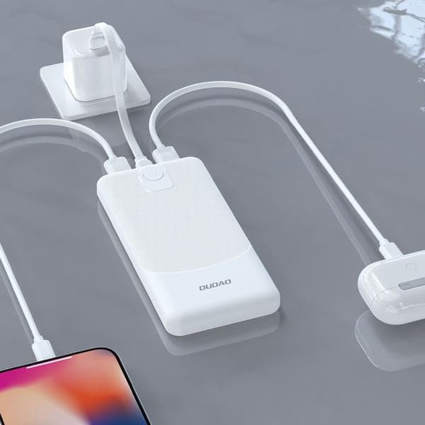 Extern batteri K10 10 000 mAh USB-A 12 W 2,4 A - vit