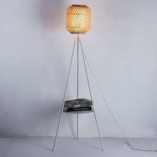 Golvlampa i flätad - ORSON - Stativ - Vit - LED - 170 cm - Stativ