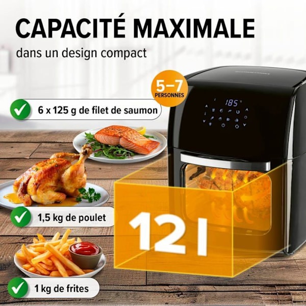 Luftfritös - GOURMETmaxx - 12 l - 1800 W - Pekskärm - Multifunktionell