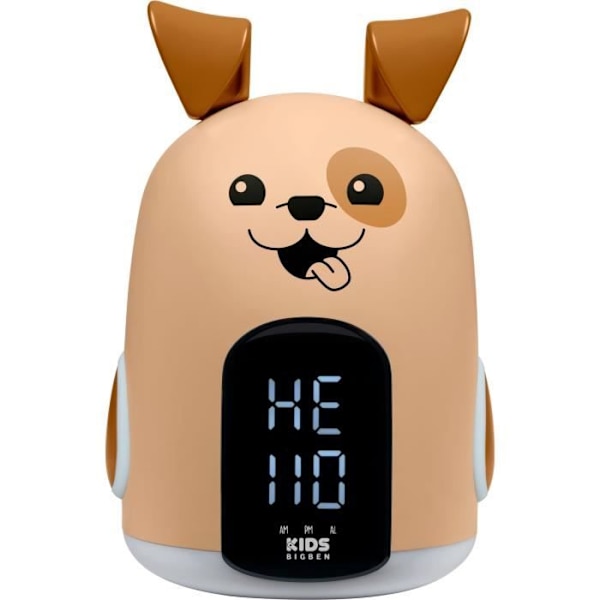 Nattljus väckarklocka - BIGBEN - Hundform - LED-display, 3 melodier, Justerbar intensitet, Strömförsörjning. 230V kastanj