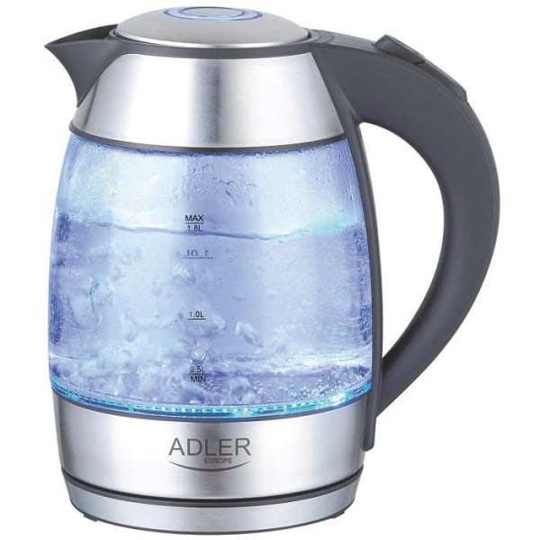 Adler AD 1246 - SWITCH KVM - vattenkokare, 2200 W, 1,8 liter, Schwarz/Silber/Transparent