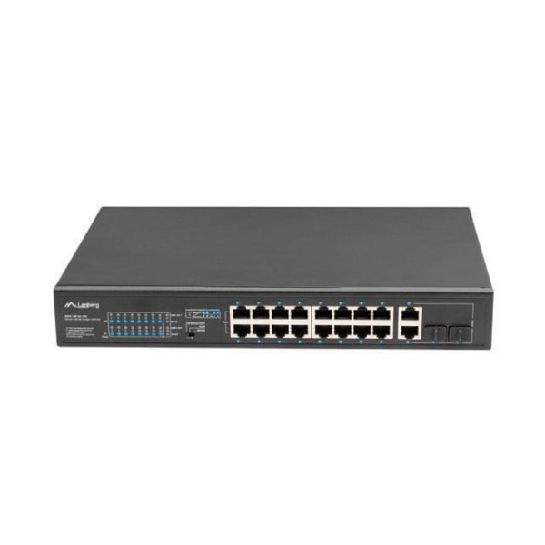 Lanberg Rack Switch 19 POE+ 16x 100MB /2X COMBO GIGABIT ETHERNET 150W - RSFE-16P-2C-150 Svart