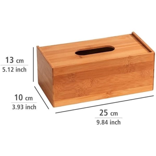 Tissuebox - WENKO - Terra - Bambu - 25x13x10 cm - Brun kastanj