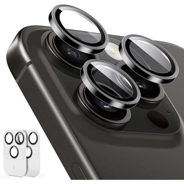 Objektivskydd - ESR - iPhone 16/15/14 Pro Max - Härdat glas - 2 Pack - Svart Svart