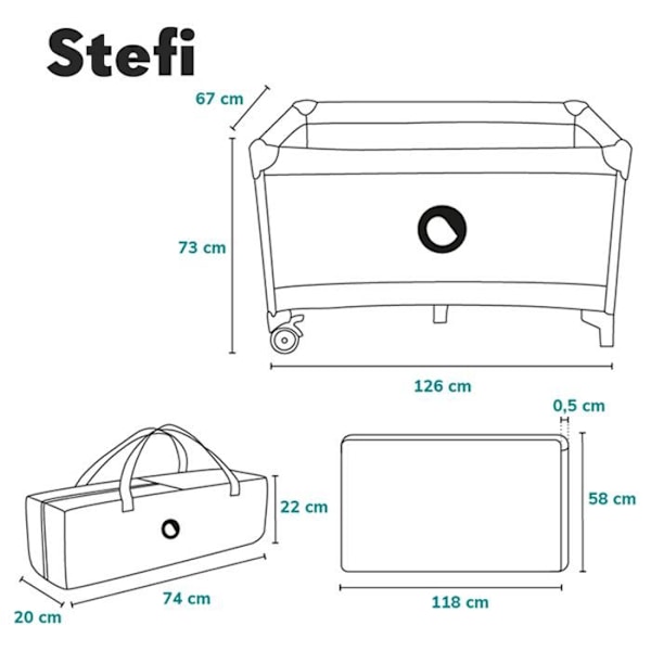 Lätt kompakt paraply 2-i-1 LIONELO Stefi - Spädbarnsparker - 0-36 månader - Transportväska - Snabb hopfällning - 2 x Hjul - Beige Beige