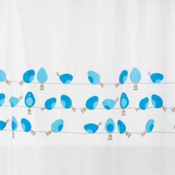 Duschdraperi PEVA BIRDY 180x200cm Blå & Vit Spirella Blå
