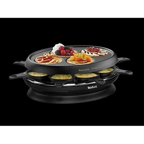 TEFAL Store'inn 2-i-1 Raclette Crêp'party Inbyggd förvaring Non-stick beläggning Powerglide kompatibel RE32081 Svart