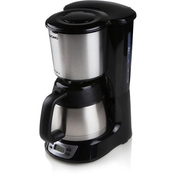 Filterkaffebryggare - DOMO - DO709K - 1000 W - 1 L - 8 koppar - LCD-skärm - 24 timmars timer - Rostfritt stål Svart stål