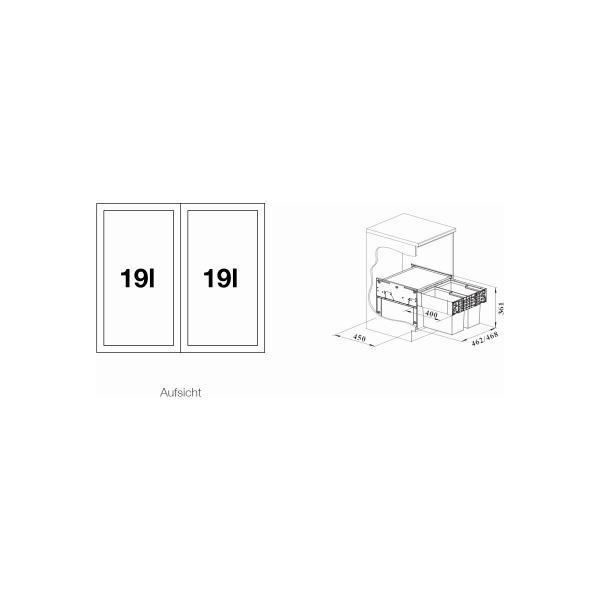 Blanco Select II 50/2 Abfallsammler, 2x 19L Eimer, grå (526201)