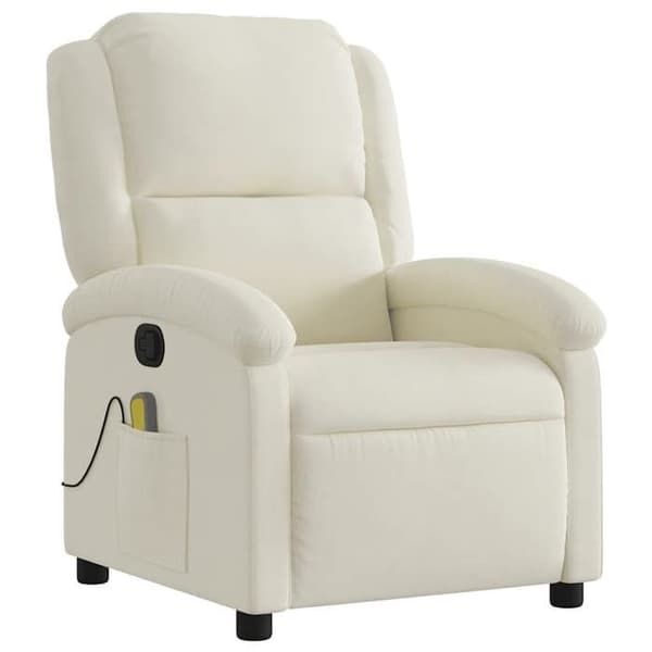 vidaXL Recliner Massagefåtölj i krämig sammet 371817 Grädde