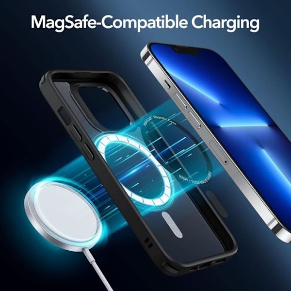Grundläggande fodral - ESR - iPhone 13 Pro - Frostad svart - Helt skydd - Kompatibel med MagSafe Frostade Svart