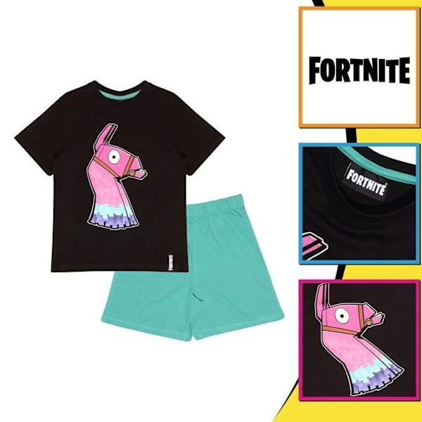 Fortnite - FOR90003BSN41 - Glow in The Dark Jungen-kurzpyjama-set Schwarz Boy's Short Pyjamas Set Svart blå 12-13 år gammal