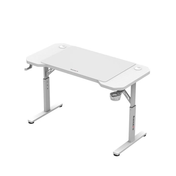 Spelbord - HUZARO - Hero 2.6 - Justerbar höjd - Kolfiberbord - Headset- och muggstöd Vit