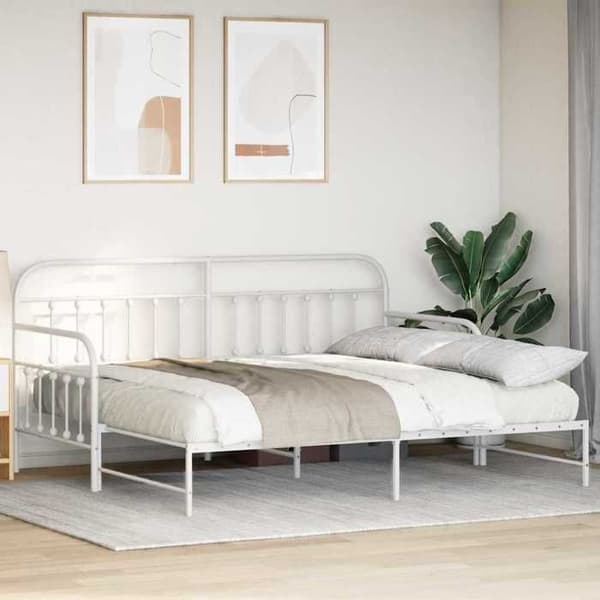 vidaXL Dagbädd Ram Vit 90 x 190 cm Pulverlackerad stål 42002651