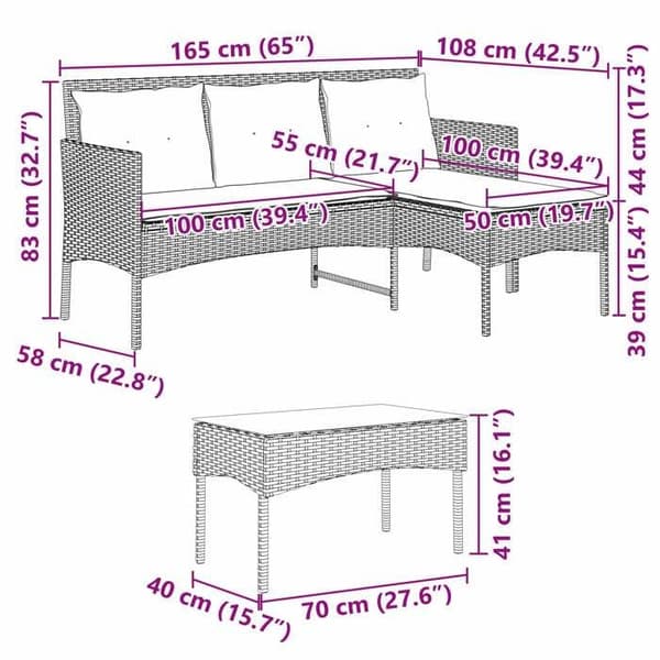 vidaXL Trädgårdsoffmöbelset med kuddar 2 delar polyrotting 4103805