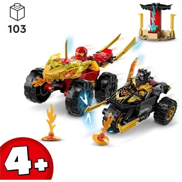 LEGO® NINJAGO 71789 Kai och Ras bil- och motorcykelstrid, leksak för barn från 4 år och uppåt Flerfärgad