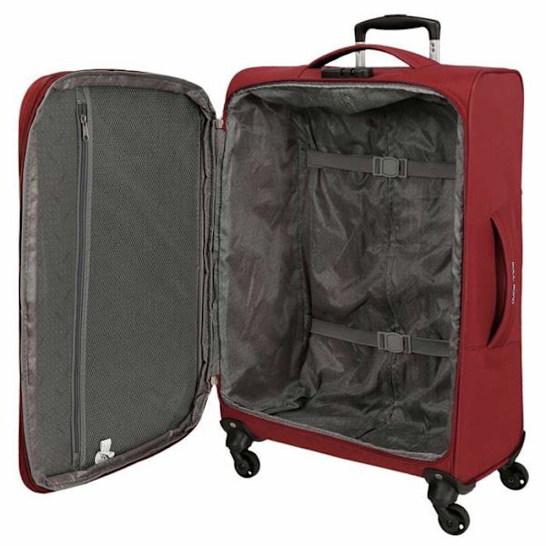 Roll road Royce Bagageset Röd 55/66/76 cm Mjuk polyester kombinationslås 196L 4 hjul Handbagage
