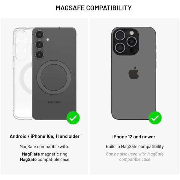 Stöd för mobiltelefon - FIXERAD - MagMate - Sugkoppar - Väggmontering - Magnetisk Svart