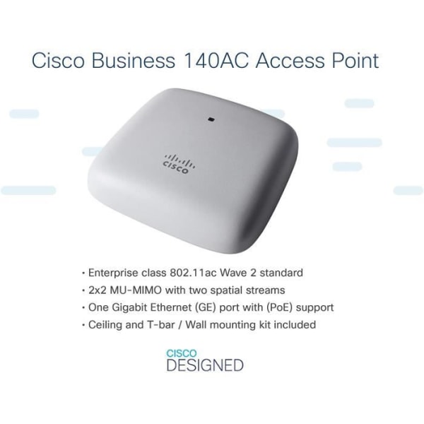 Cisco Business 140AC 802.11ac 2x2 Wave 2-1 Port GbE Access Point - Takmontering - 5-enhetspaket,