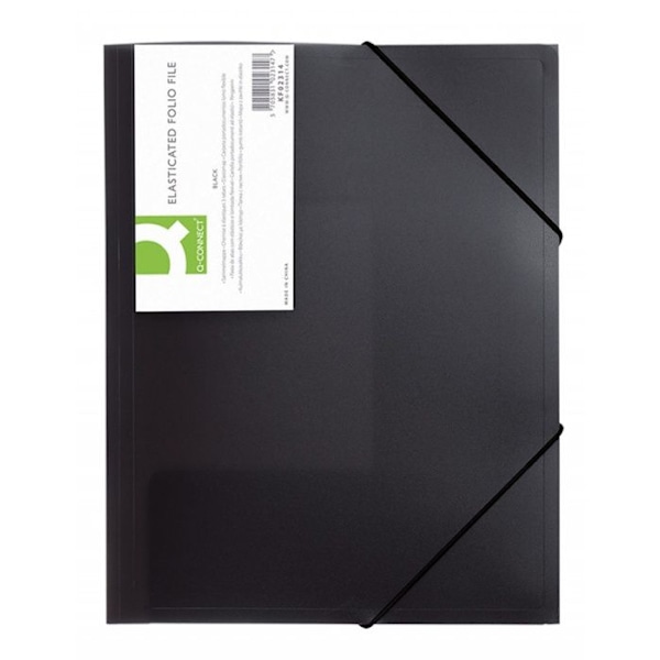 Q-Connect A4 3-flikars transparent svart elastisk plastficka 400 mikron KF02314