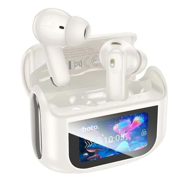 Bluetooth-hörlurar - Hoco - EQ21 - ANC - ENC - TWS - Vit med LED-touchskärm Vit