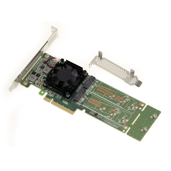 M2 PCIe 3.0 x8-kontrollkort för 4 M.2 NVMe M Key SSD:er. PLX PEX 8747 chipset