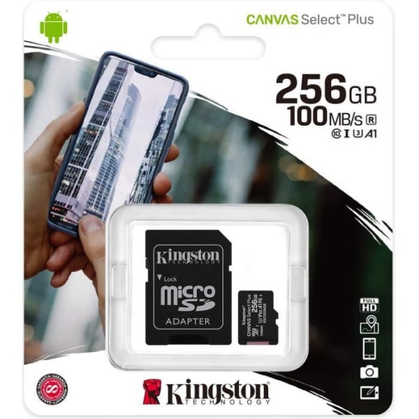 KINGSTON Canvas Select Plus 256GB A1 / Video Class V30 microSDXC UHS-I minneskort