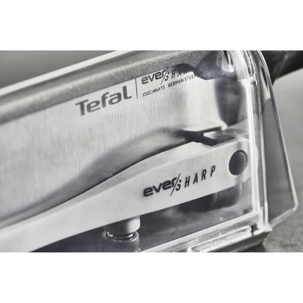 Tefal Ever Sharp Kockkniv 16,5 cm, Integrerad slipning, Exklusiv slipteknik, Mångsidig kökskniv, Rostfritt stål Svart