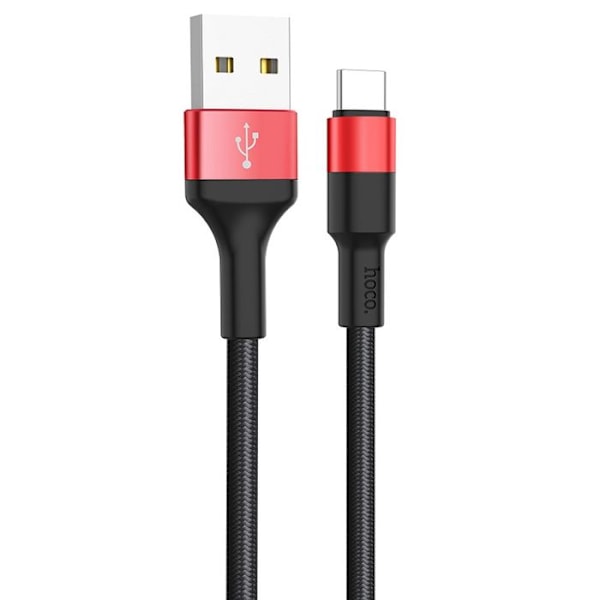 Hoco - Xpress-laddningsdata kabel (X26) - USB-A till USB Type-C, 10W, 2A, 1,0m - Svart / Röd