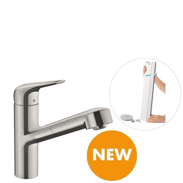 Kökskran - HANSGROHE - Focus M42 - Utvikbar duschslang - Rostfritt stål - 120° svängbar aspekt Gris Gris