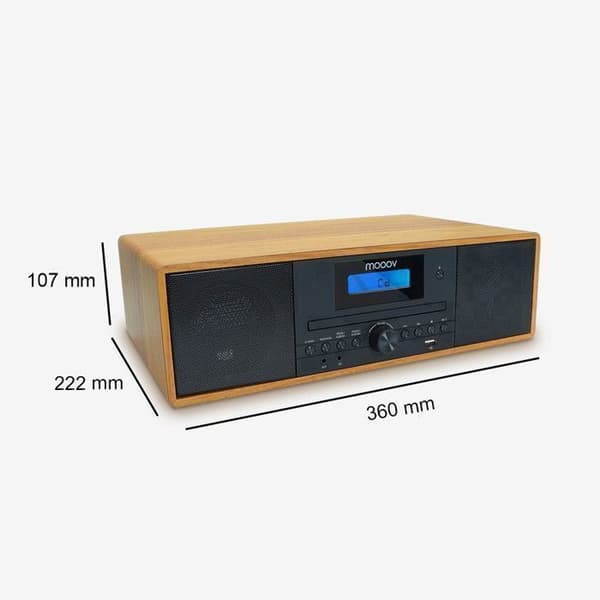 Mikro Hi-Fi Bluetooth 5.3 - FM-radio, CD-spelare - Träeffekt