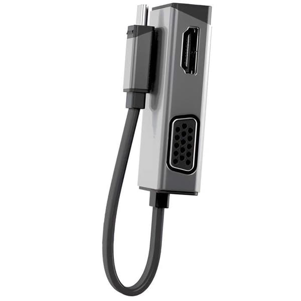 Duo Play 2-i-1 USB-C till HDMI och VGA Videoadapter med 4K 60Hz A-Logic Grå