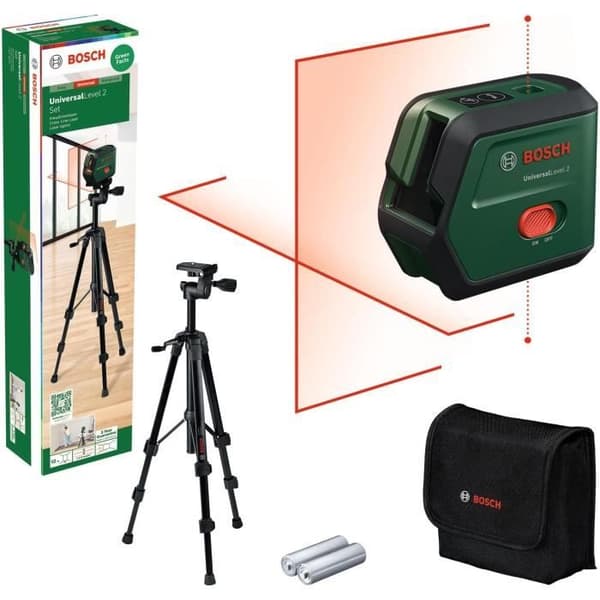 Laser-nivå - BOSCH - UniversalLevel 2 - Precision 0,5 mm - Räckvidd 10 m - Stativ ingår