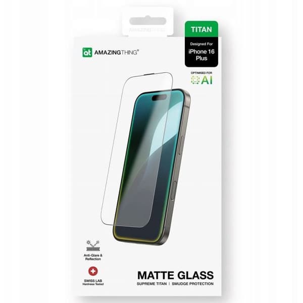 Amazingthing Härdat Titan Matt Glas för iPhone 16 Plus