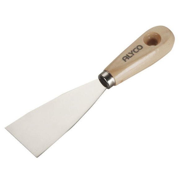 Alyco färgbricka - 196375 - Flexibel kolstålspatel med trähandtag, 75 mm