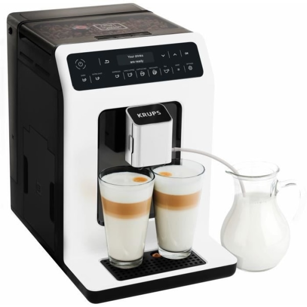 KRUPS Bean kaffemaskin Bönkvarn, 15 samtidiga 2-koppars drycker Espresso och Cappuccino kaffebryggare Evidence EA890110