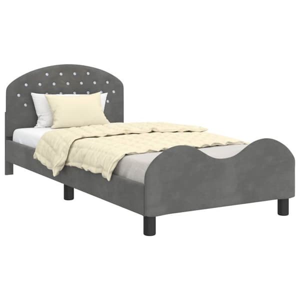 Moderna sängram - vidaXL - Mörkgrå - Sammet - 80x200 cm - Ingenjörsträ - Låg design - Förvaringsfickor Mörkgrå