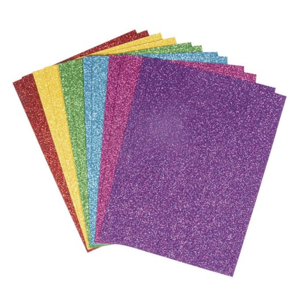 Papier scintillerande. Blandning - Flerfärgad, A5, självhäftande, 14,8x21cm, 130g/m², 6 färger, 12 ark