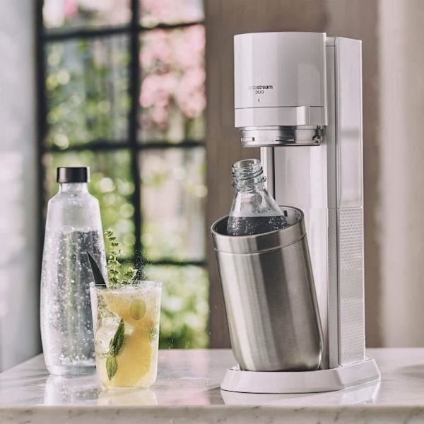 Soda- och kolsyringsmaskin SODASTREAM - DUO Vit - 2 glasflaskor - 2 flaskor - 1 gaspatron 60L Vit