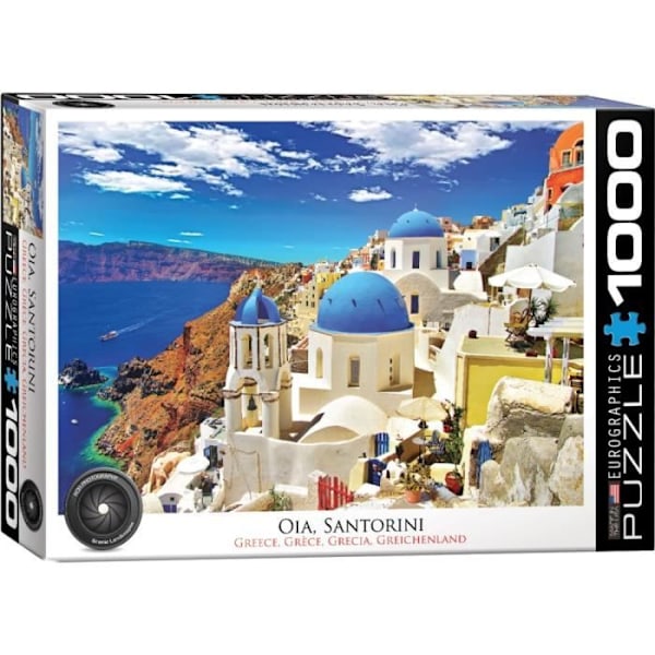 (Pussel) - EUROGRAPHICS - Oia Santorini Grekland - 1000 bitar - Flerfärgad - Från 12 år Flerfärgad