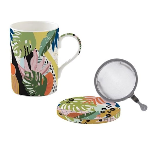 PORSLIN TE-LÅDA MED FILTER AV ROSTFRITT STÅL TROPICAL VIBES - LÄTT LIV