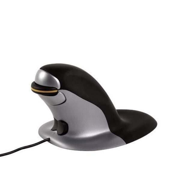 Vertikal mus - FELLOWES - Penguin Wired Small - Antimikrobiellt skydd - Ambidextrous - 1200 dpi laser Svart, Grå