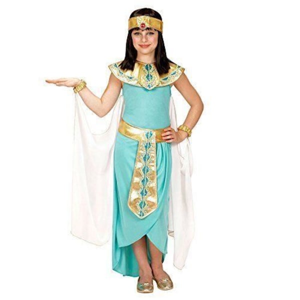 Egyptisk drottningdräkt för barn - WIDMANN 49437 - Turkos klänning, bälte, armband, pannband och cape turkos